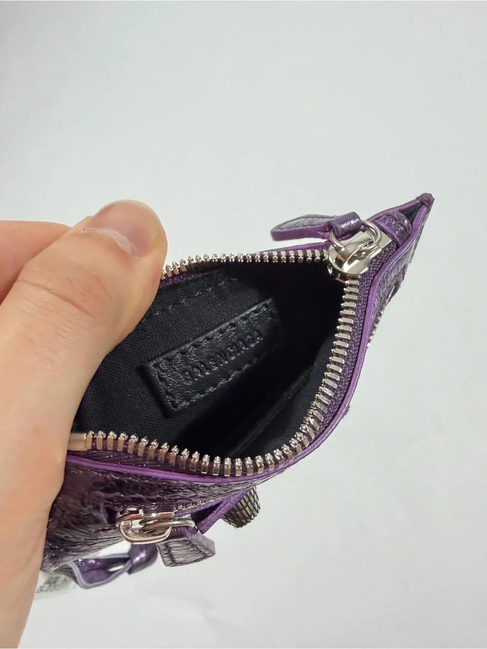 Balenciaga Le Cagole Arena Wallet Metallic Purple